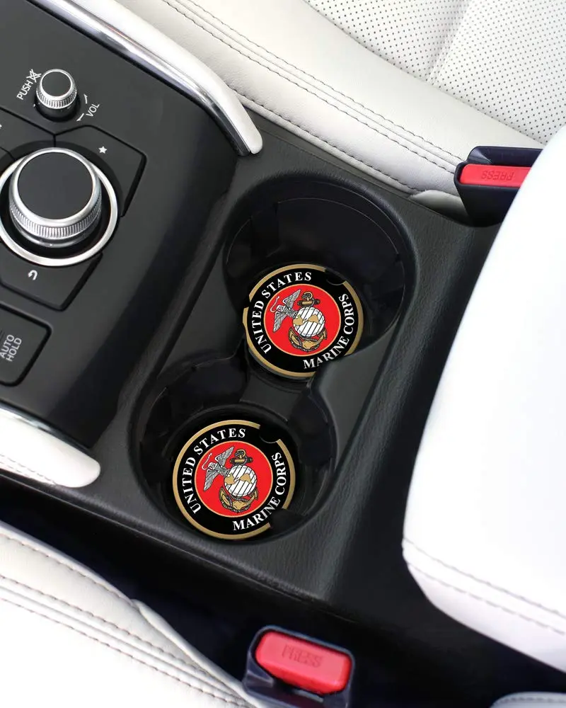Elektroplate US Marine Corps Insignia Automotive Ceramic Coasters Set of 2 | Officially Licensed, Absorbent, Universal Fit - view 5