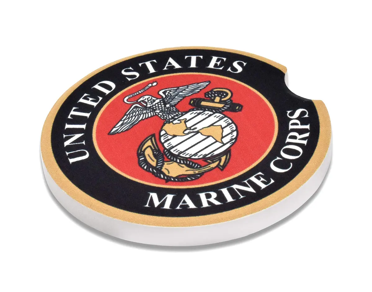 Elektroplate US Marine Corps Insignia Automotive Ceramic Coasters Set of 2 | Officially Licensed, Absorbent, Universal Fit - view 3