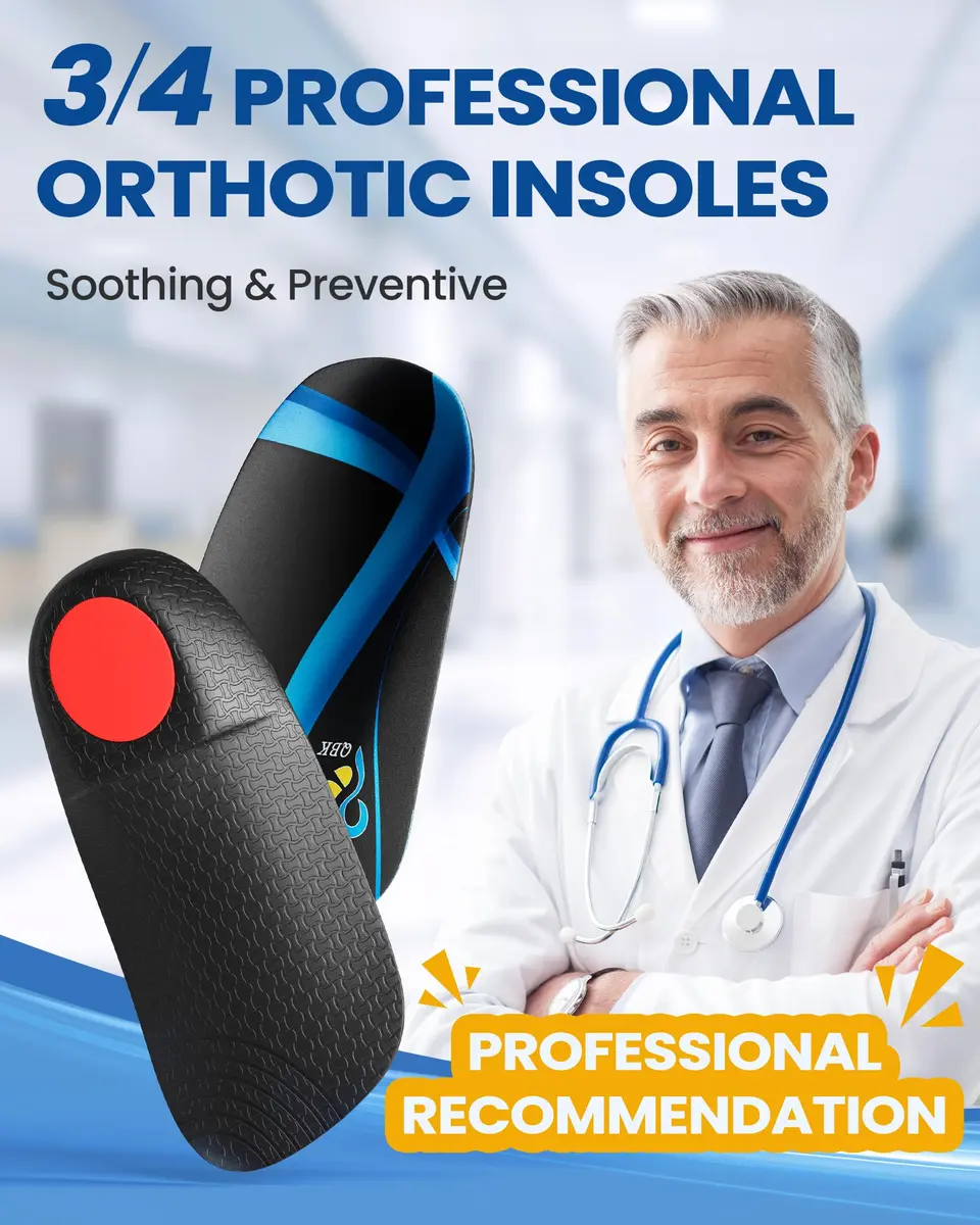 QBK 3/4 High Arch Support Insoles | Relief for Plantar Fasciitis & Flat Feet, Men & Women - view 2