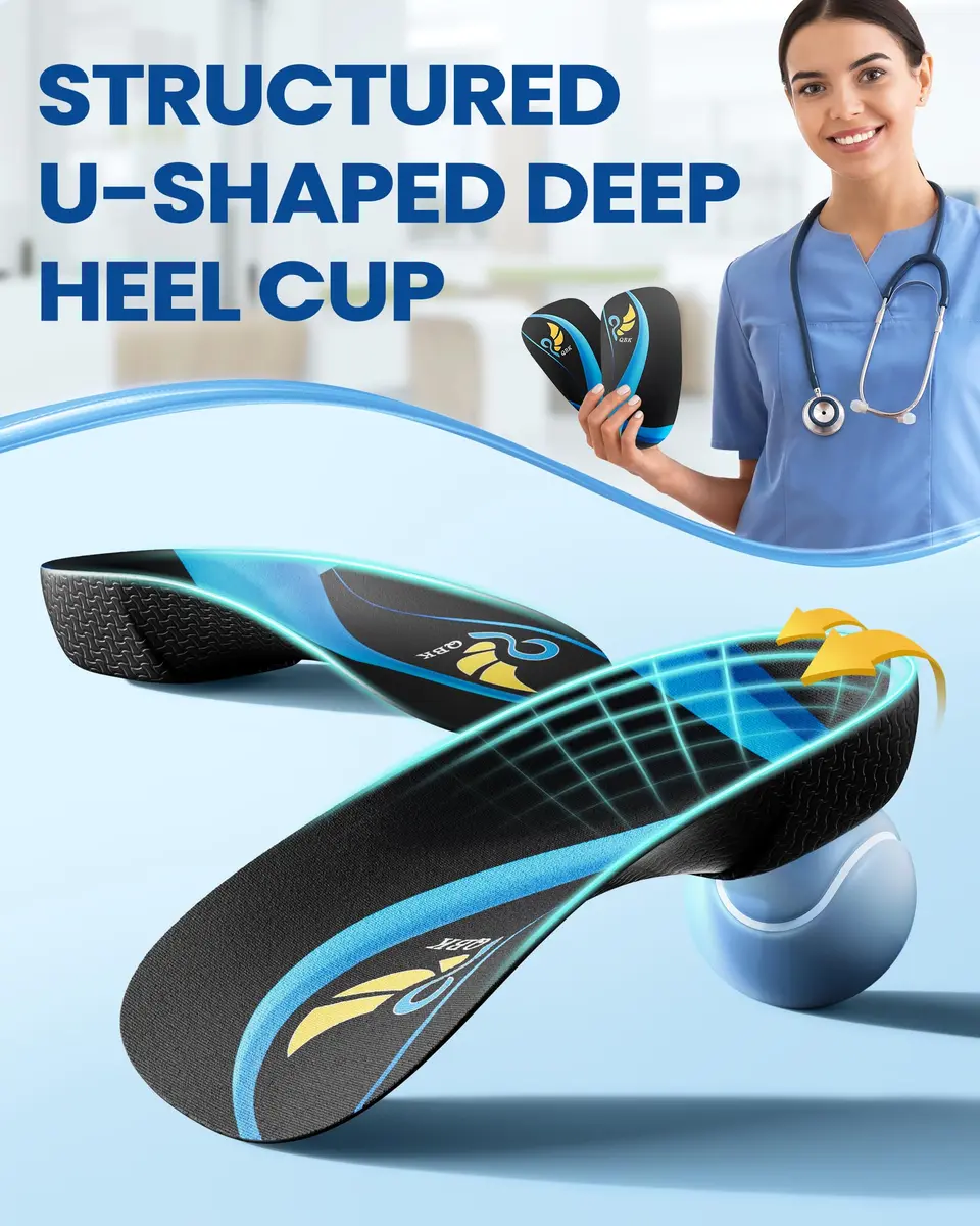 QBK 3/4 High Arch Support Insoles | Relief for Plantar Fasciitis & Flat Feet, Men & Women - view 4
