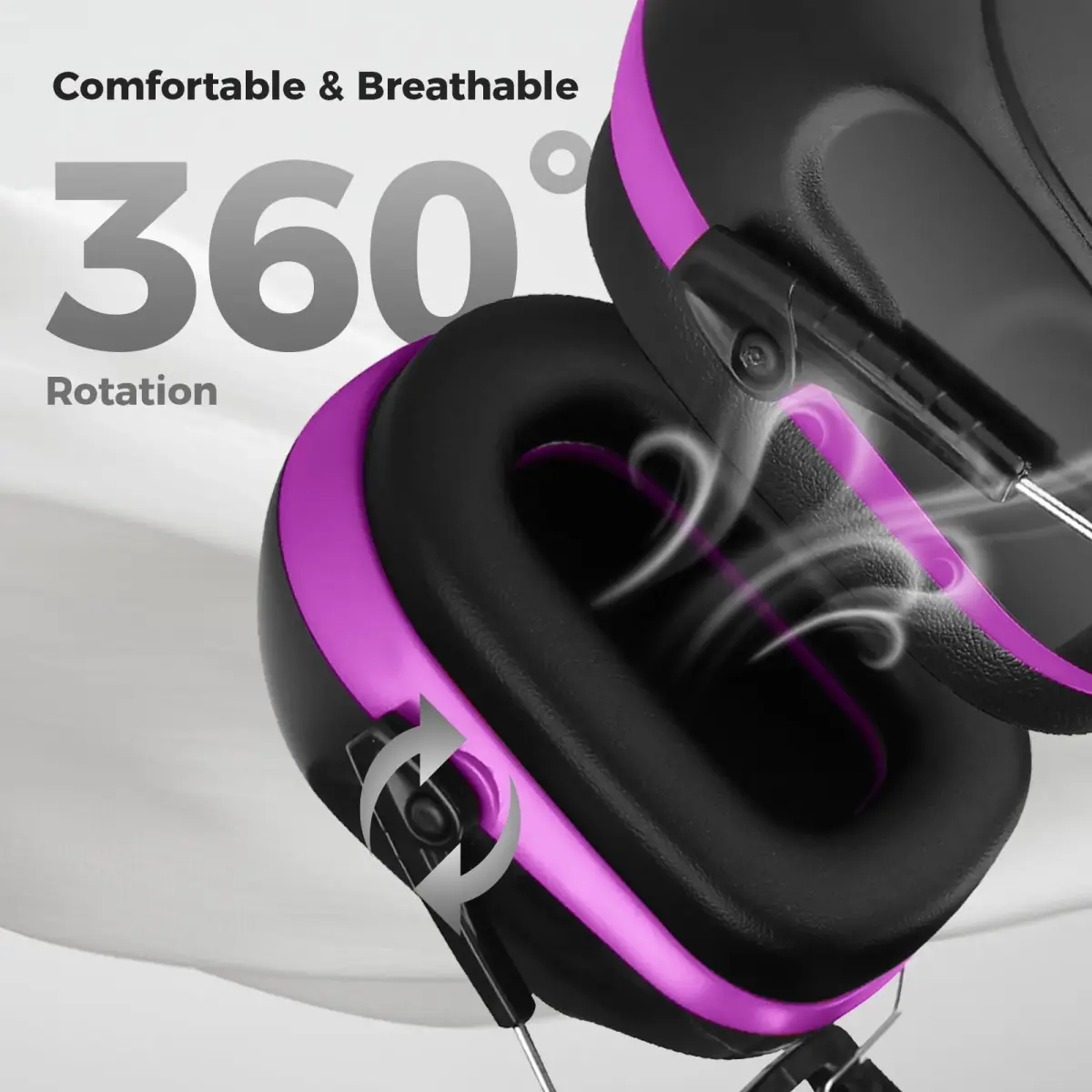 ProCase Hearing Protection Earmuffs NRR 28dB, Noise Cancelling Headphones | Adjustable Purple Earmuffs for Adults & Teens - view 4