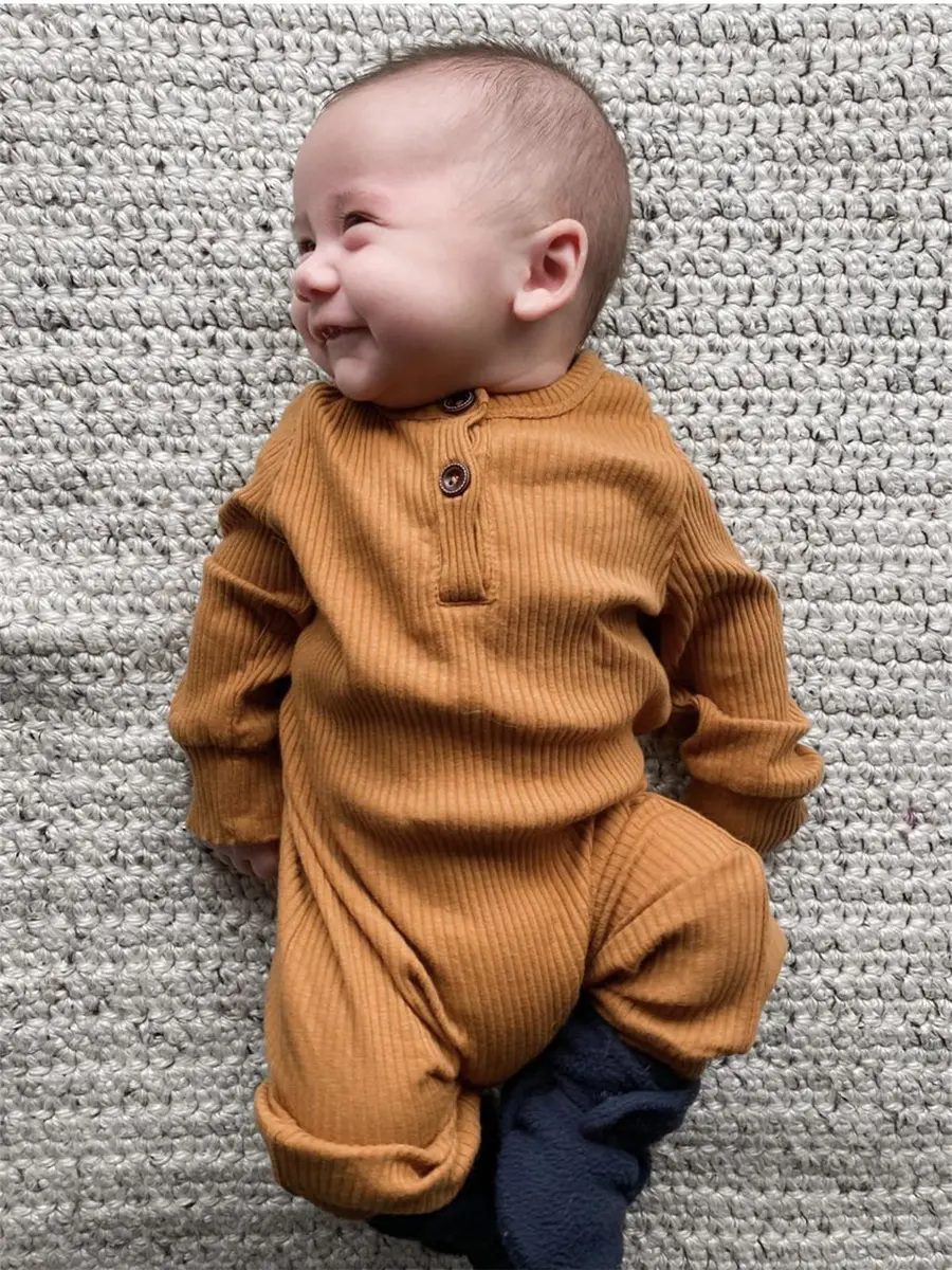 Eghunooy Baby Boy Girl Solid Color One Piece Romper Jumpsuit Outfits Clothes (12-18 Months) Yellow | Breathable Cotton - view 4