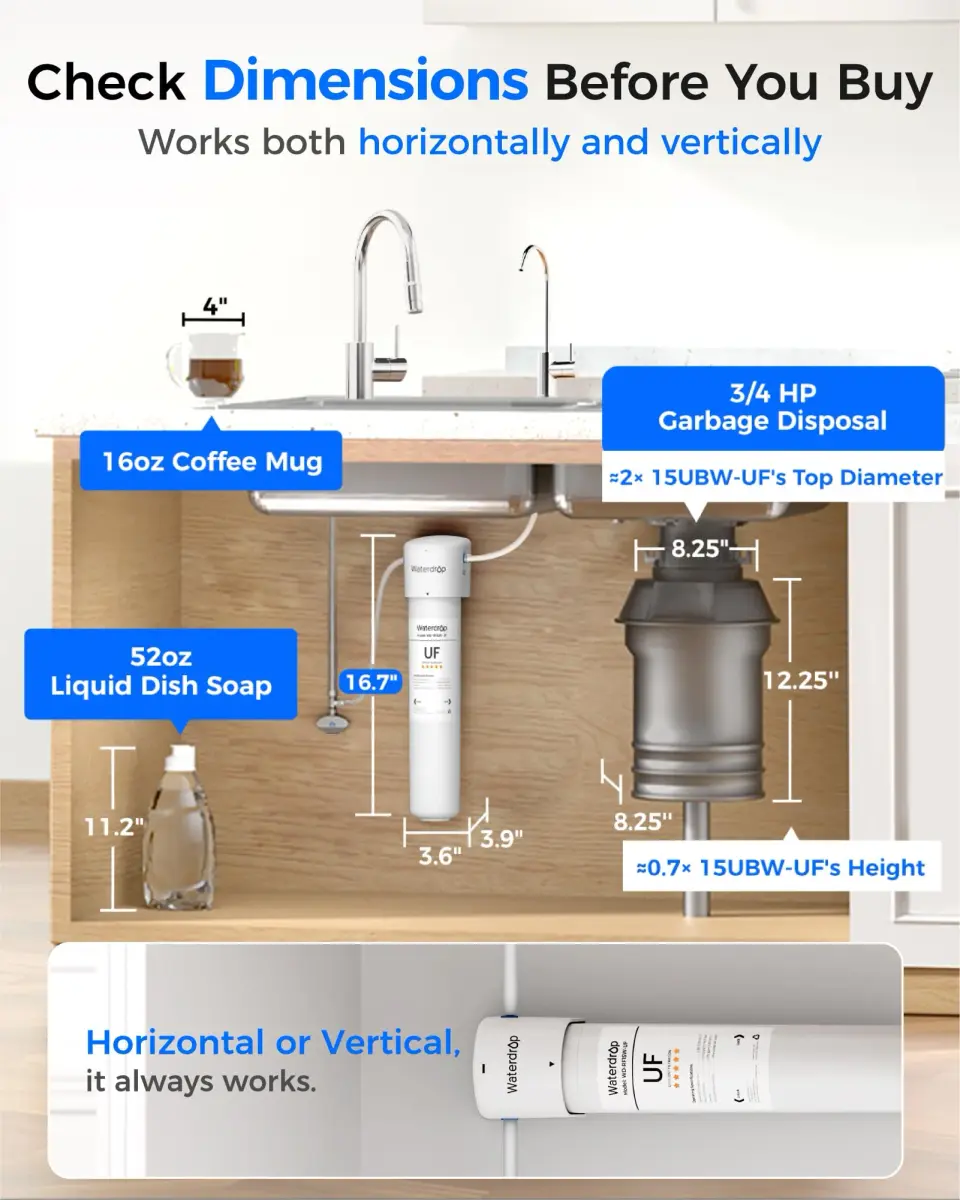 Waterdrop 15UBW-UF Ultra Filtration Under Sink Water Filter System 19000 Gallons | Reduces Lead, Chlorine, Bad Taste & Odor - view 5