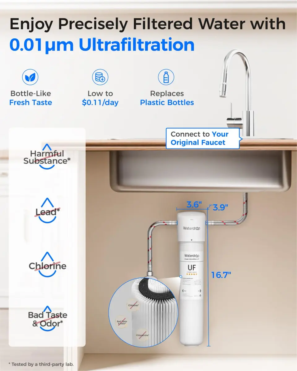 Waterdrop 15UBW-UF Ultra Filtration Under Sink Water Filter System 19000 Gallons | Reduces Lead, Chlorine, Bad Taste & Odor - view 2
