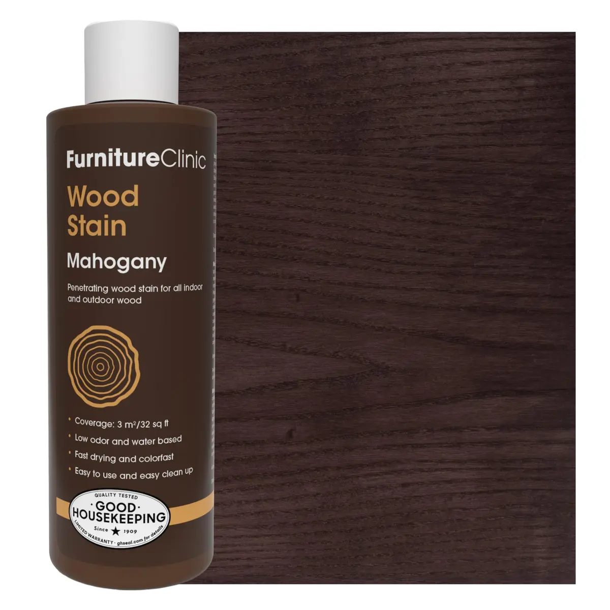 Furniture Clinic Wood Stain, Water-Based & Fast Drying, Mahogany | Non-Toxic Indoor & Outdoor Finish (102 words) - main product image
