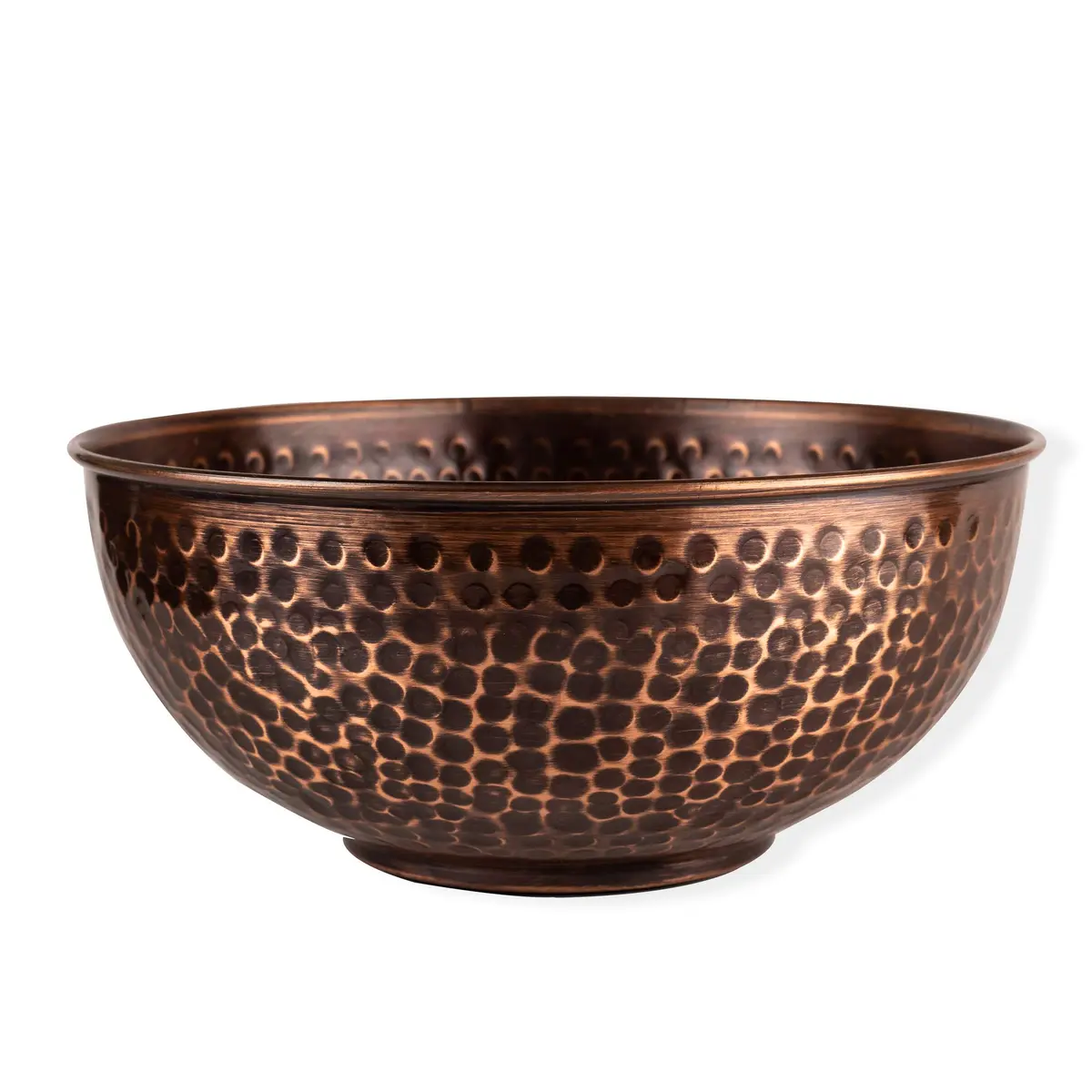 GoCraft Antique Copper Mixing Bowl 7.5 inch | Handcrafted Hammered Copper Bowl for Whisking Eggs, Tossing Salad, Serving, or Kitchen Décor - main product image