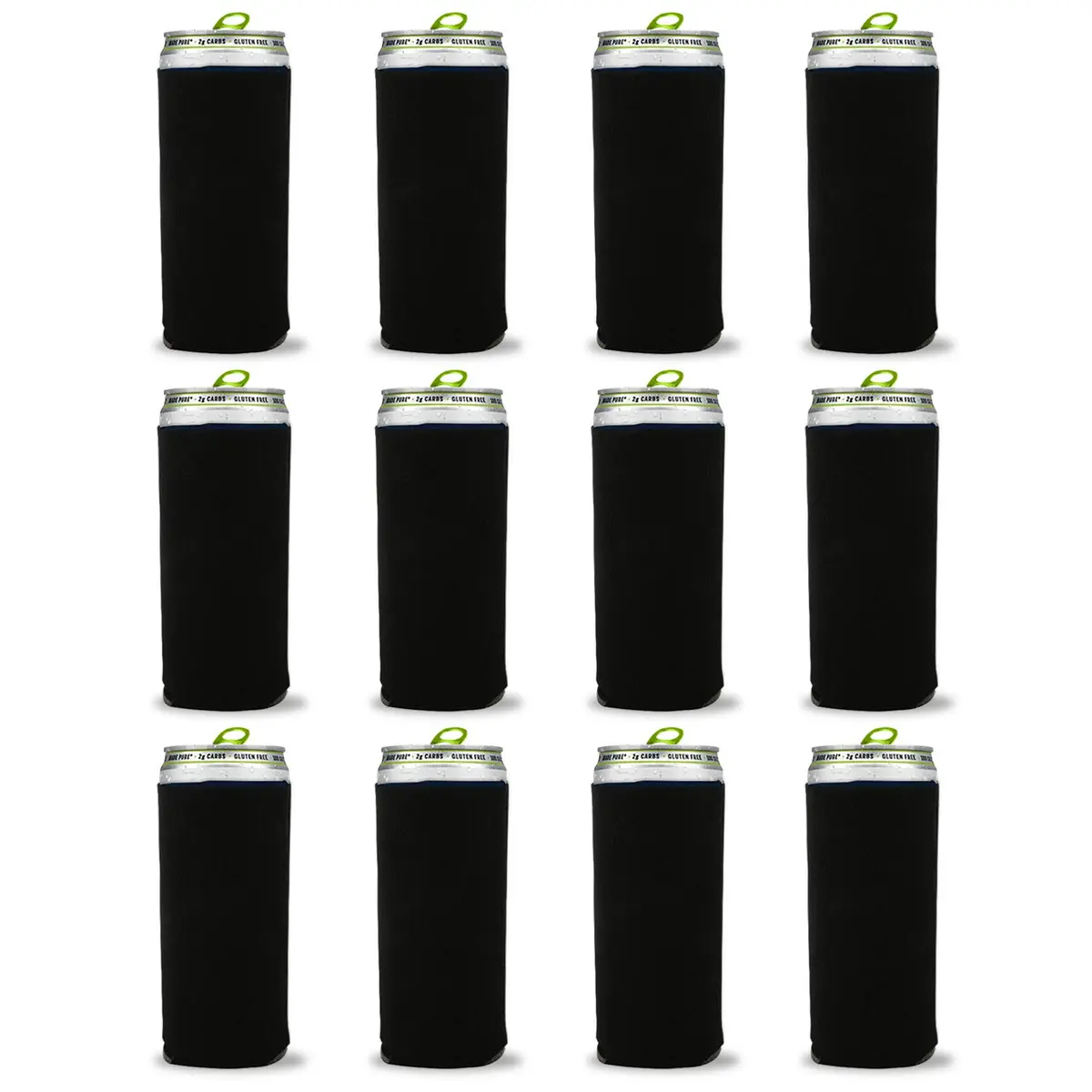Kropsis Black 12 oz Beverage Insulator | Customizable Slim Can Cooler Sleeve (15.5cm x 23cm x 8.7cm) - main product image