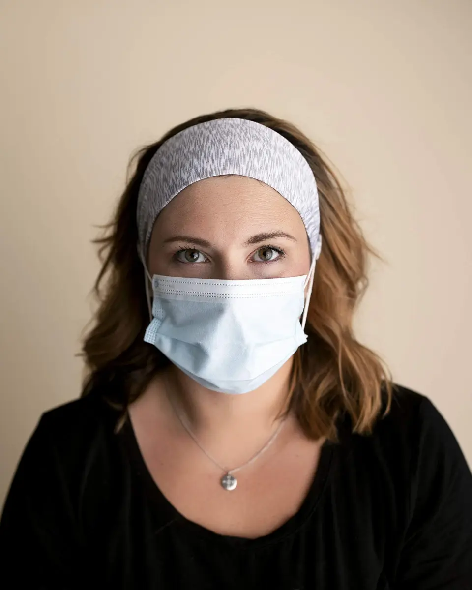 Three Little Tots Savior Band Headband with Buttons for Mask 1.2cm (Cozy Gray) - view 2