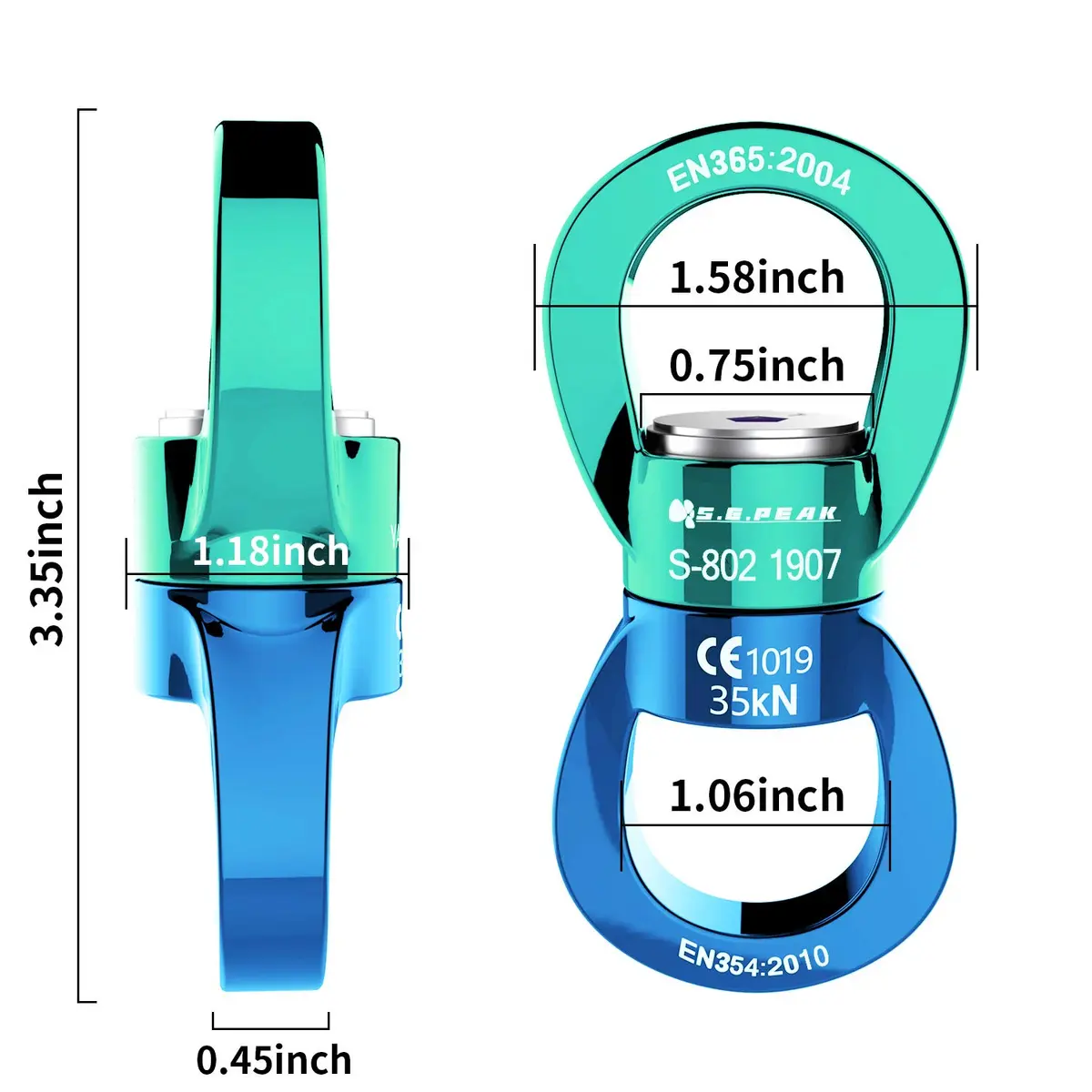 PROND 35kN Swing Swivel Rotational Device 85mm (3.35in) | Heavy Duty Rope Swivel for Aerial Dance, Hammock, Tree Swings - view 3