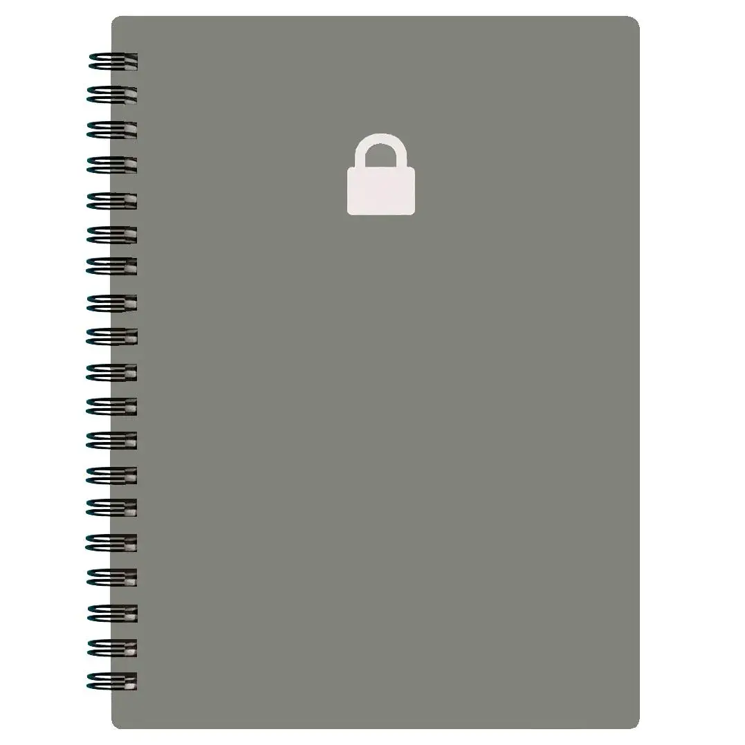 Nokingo Grey Spiral Password Book with A-Z Tabs | 177ml (5x7 Inch) Internet Login Keeper - main product image