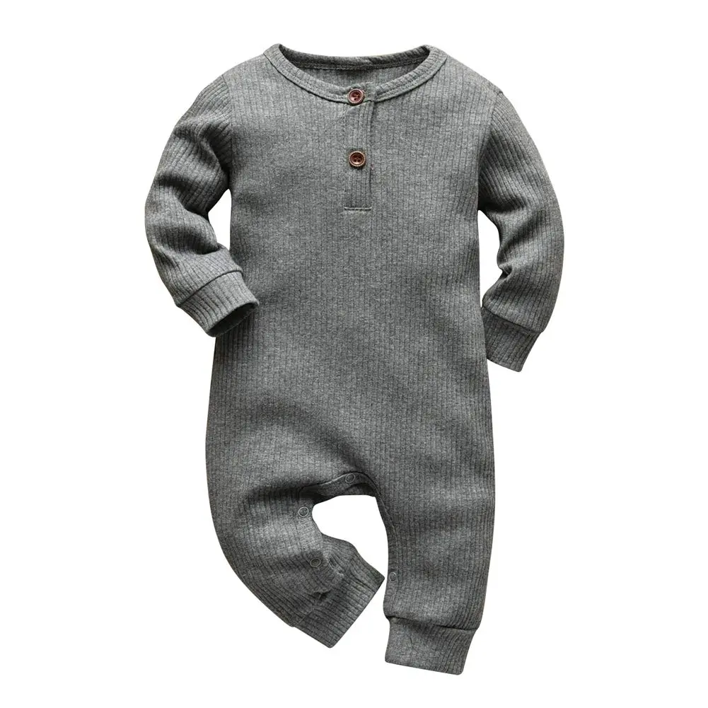Eghunooy Baby Boy Girl Solid Color One Piece Romper 12-18 Months | Breathable Cotton for Comfort - main product image