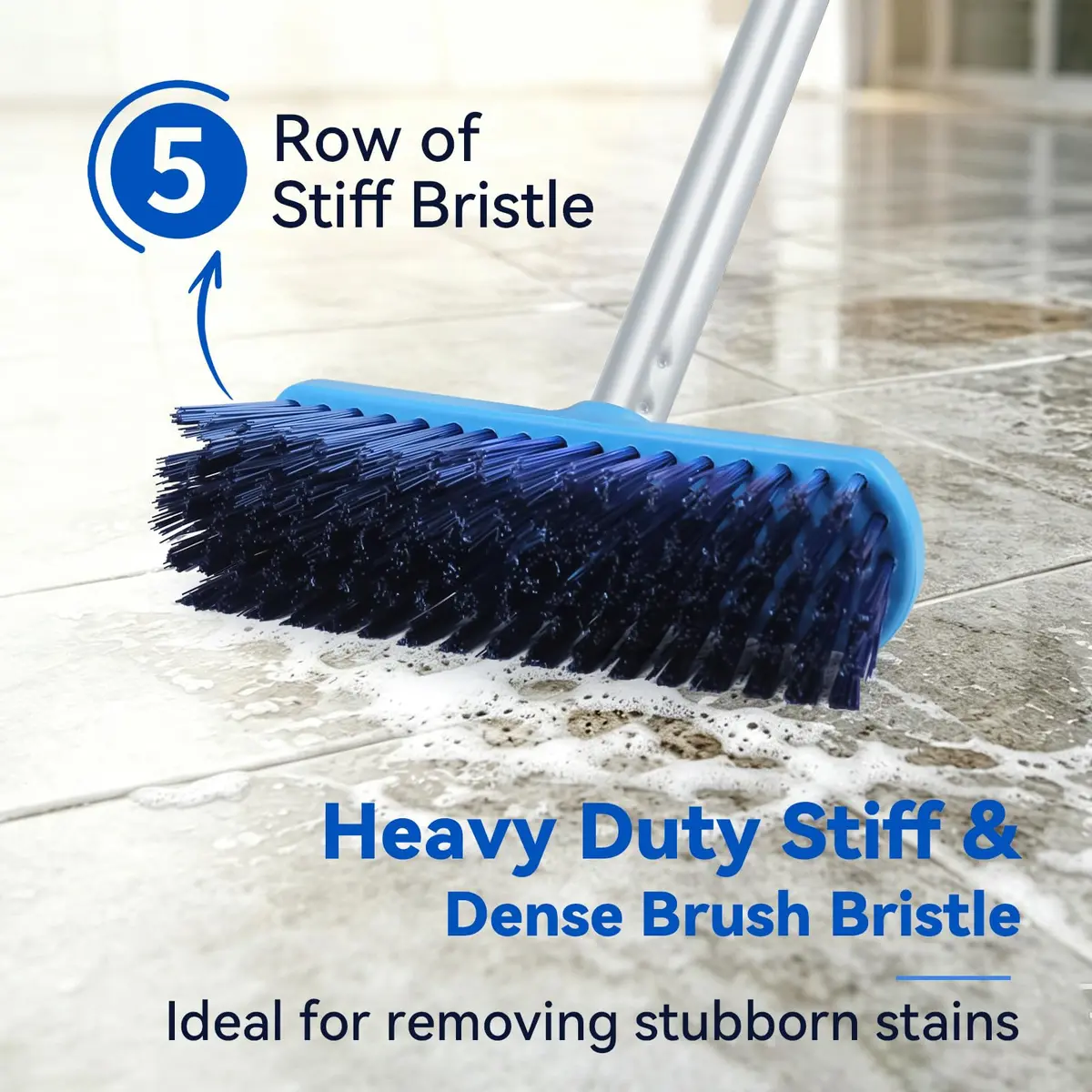 YONILL Long Handle Deck Scrub Brush with Extendable Pole | 127cm (50") Adjustable for Indoor & Outdoor Cleaning - view 2
