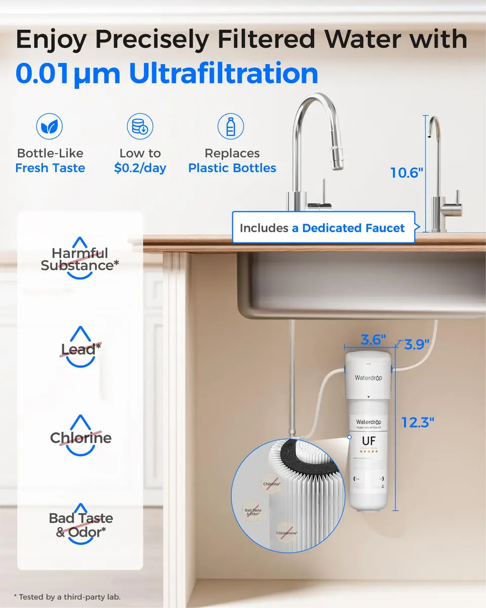 Waterdrop 10UBW-UF Ultra Filtration Under Sink Water Filter System 11000 Gallons | Reduces Lead Chlorine Taste Odor - view 2