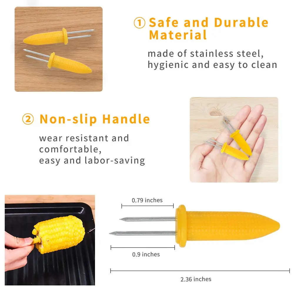 DySaLic Corn Holders Set, 20PCS Stainless Steel Corn Cob Holders | Safe & Mess-Free Eating - view 2