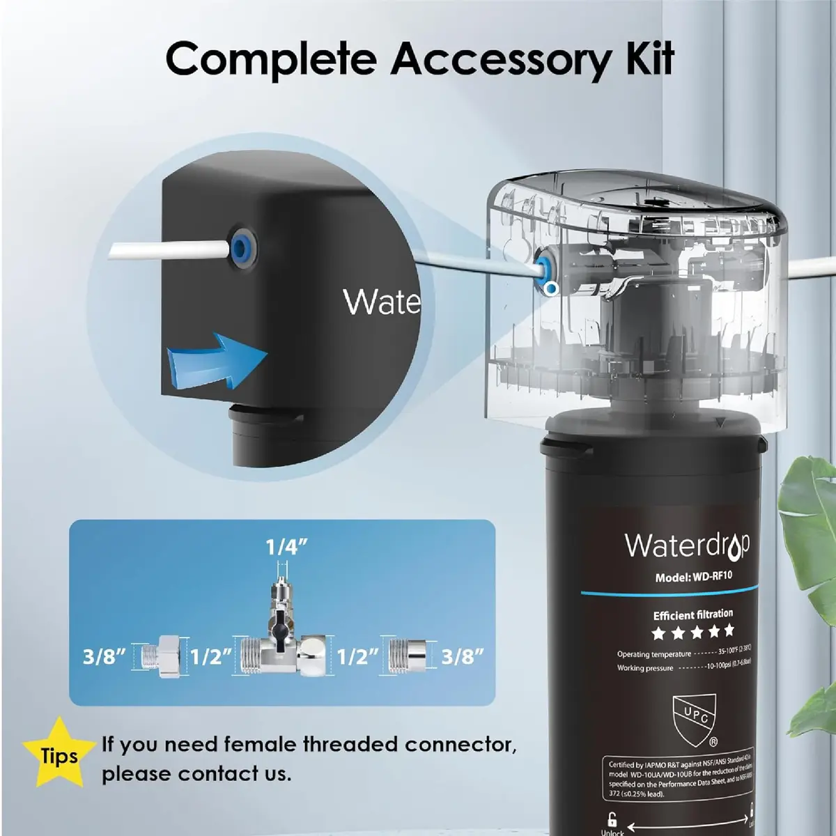 Waterdrop 10UB-B Under Sink Water Filter System with Black Faucet, 11000 Gallons (41635 Liters) | NSF/ANSI Certified for Lead & Chlorine Reduction - view 5