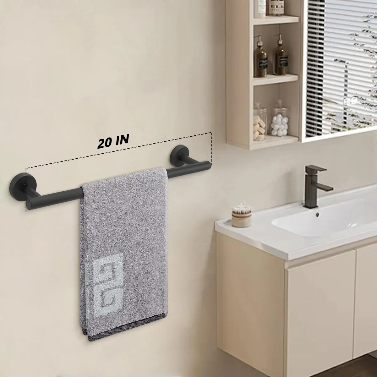 NearMoon Matte Black Stainless Steel Towel Bar | 50.8cm (20 Inch) Wall Mounted Holder - view 5