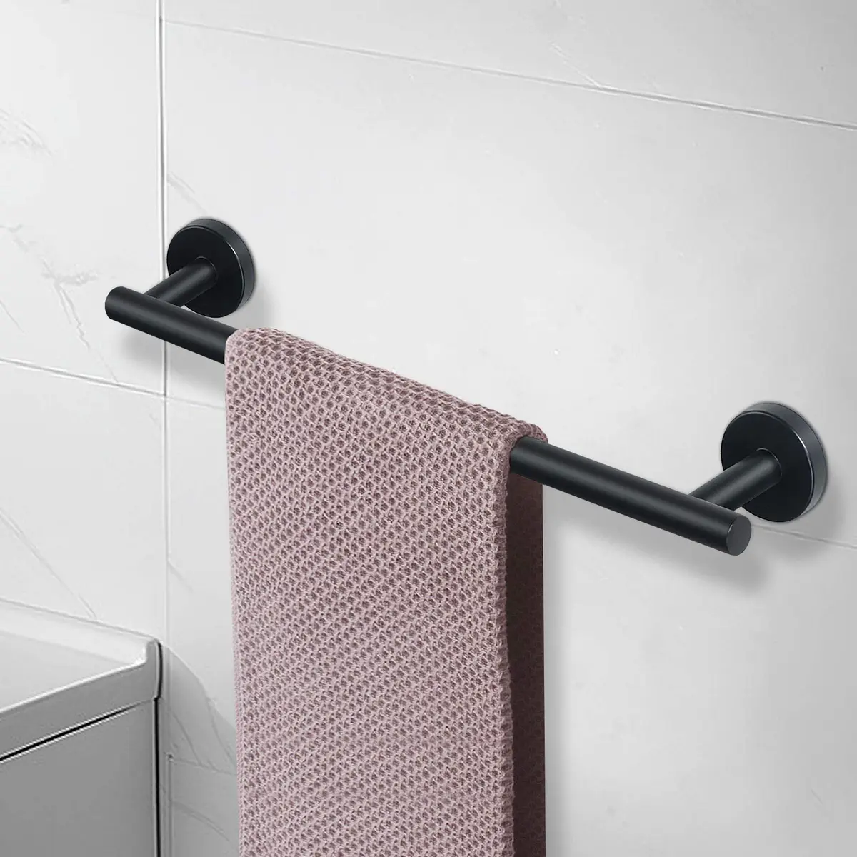 NearMoon Matte Black Stainless Steel Towel Bar | 50.8cm (20 Inch) Wall Mounted Holder - view 9