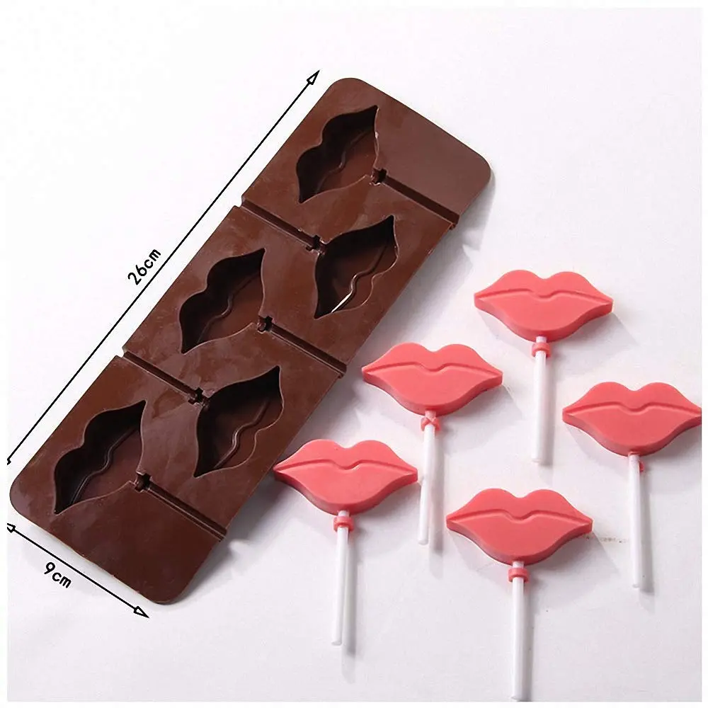 MoldFun 2Pcs Red Lips Lollipop Molds with 20Pcs Sticks | Food Grade Silicone Candy Molds - view 2