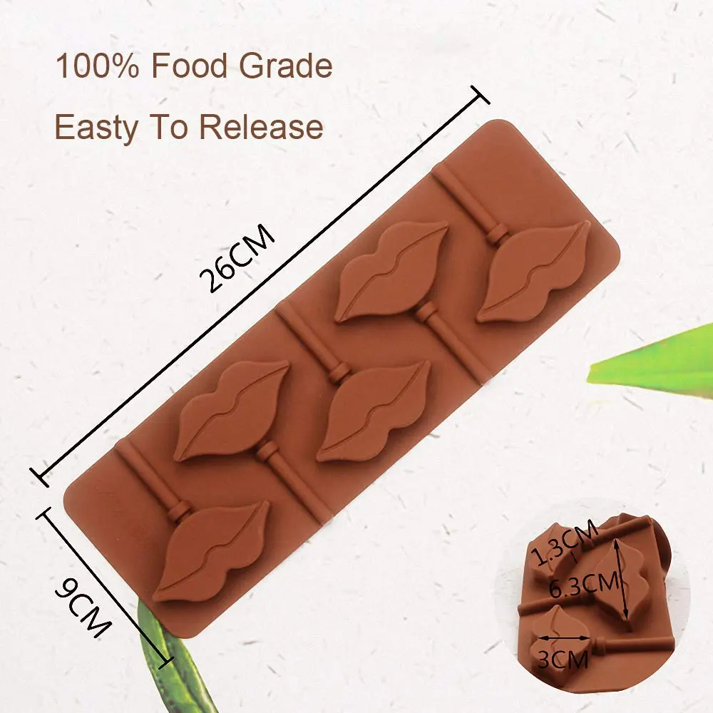 MoldFun 2Pcs Red Lips Lollipop Molds with 20Pcs Sticks | Food Grade Silicone Candy Molds - view 3