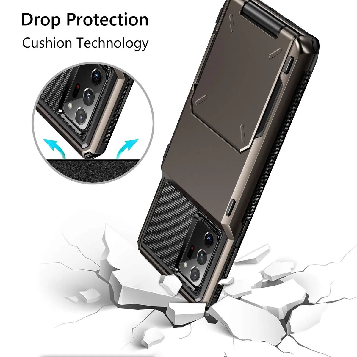 Vofolen for Galaxy Note 20 Ultra Case 5G Wallet with Card Holder Gun Metal | Dual Layer Protection & Card Storage - view 5