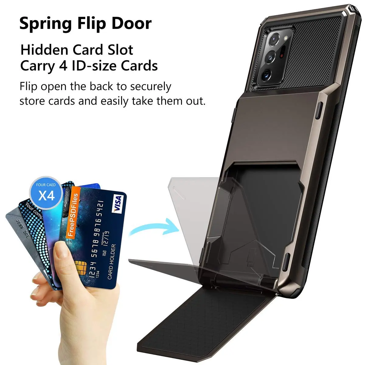 Vofolen for Galaxy Note 20 Ultra Case 5G Wallet with Card Holder Gun Metal | Dual Layer Protection & Card Storage - view 2
