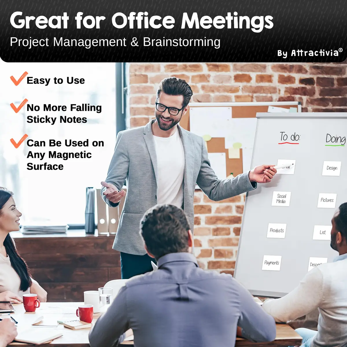 Attractivia Dry Erase Magnetic Labels 2.8 x 1.8 in | Reusable Whiteboard Labels for Office, Home & School - view 5