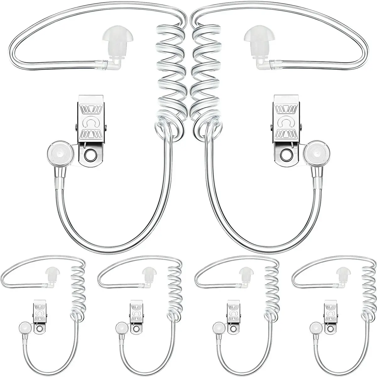 Sumind 8 Pcs Security Earpiece Acoustic Tube Replacement for 2-Way Radio | Costume Prop with Metal Clip - main product image