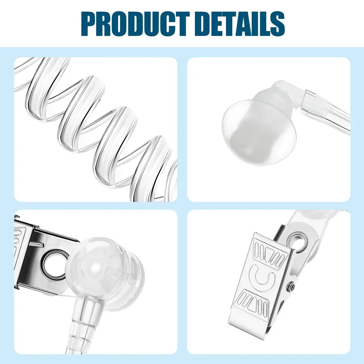 Sumind 8 Pcs Security Earpiece Acoustic Tube Replacement for 2-Way Radio | Costume Prop with Metal Clip - view 2