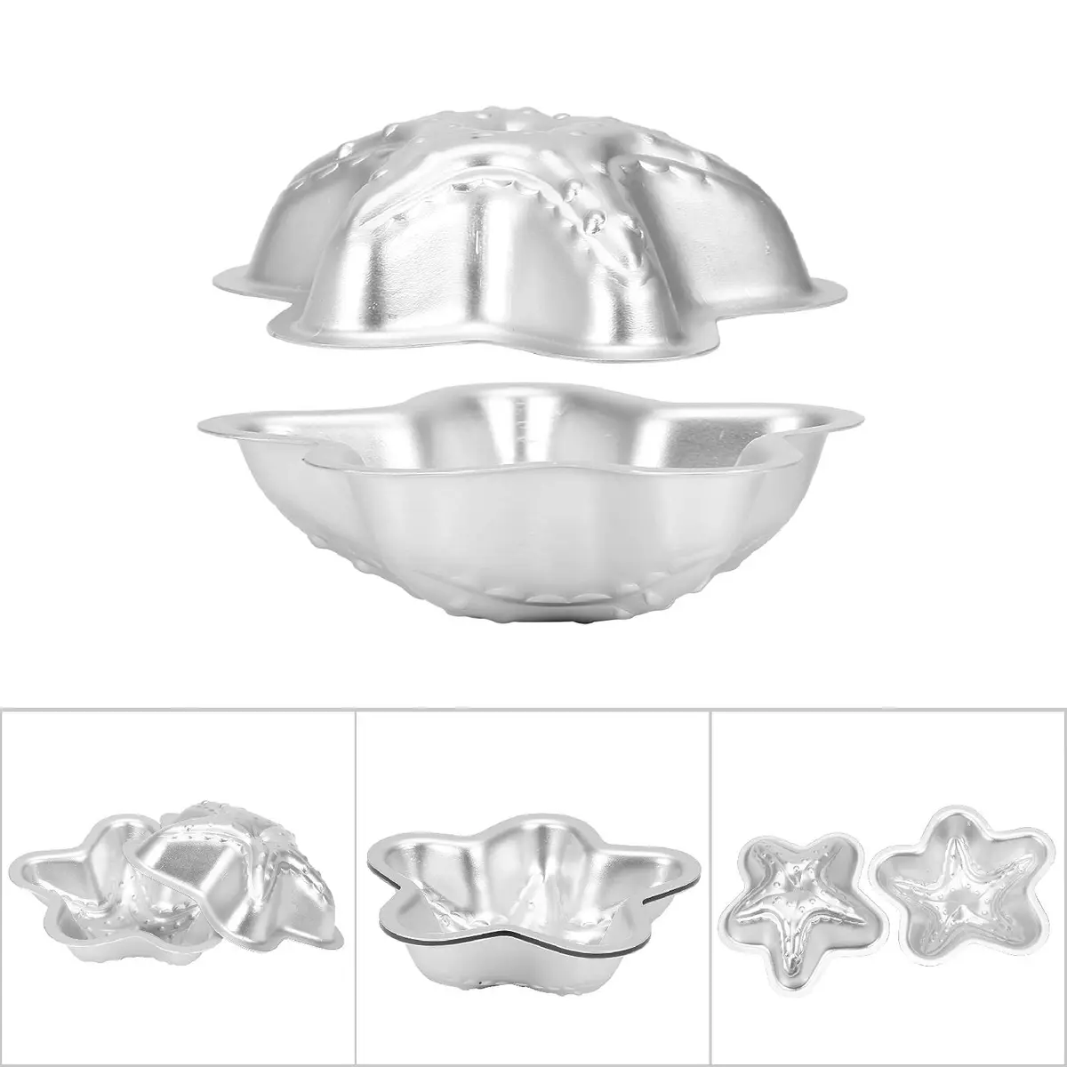 Dioche Bath Bomb Mold Set 3 Shapes | Aluminium Alloy Durable & Hygienic (Sea Star, Conch, Petal) | 2 pcs - view 5
