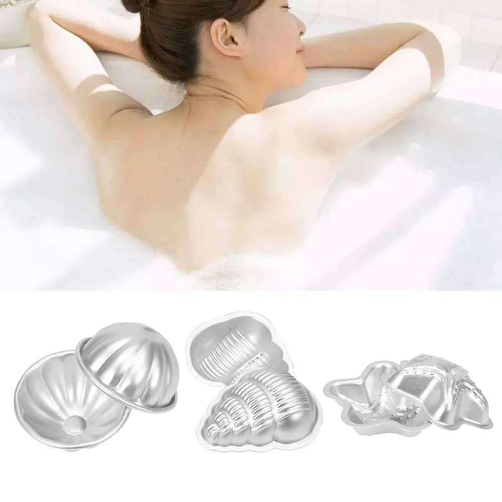 Dioche Bath Bomb Mold Set 3 Shapes | Aluminium Alloy Durable & Hygienic (Sea Star, Conch, Petal) | 2 pcs - view 3