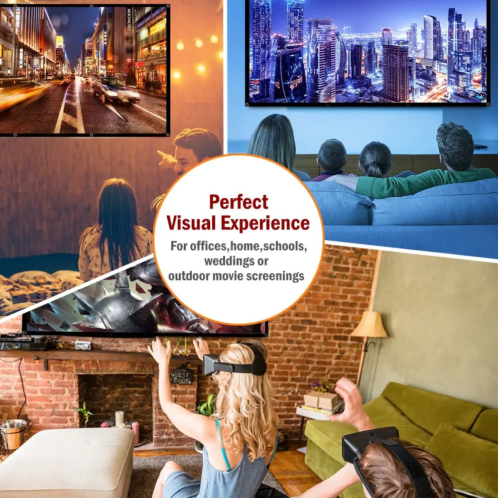 Jscreen 60 inch Projector Screen 16:9 HD Foldable Anti-Crease Portable Projection Movies Screen for Home Theater Outdoor Indoor Support Double Sided Projection - view 7