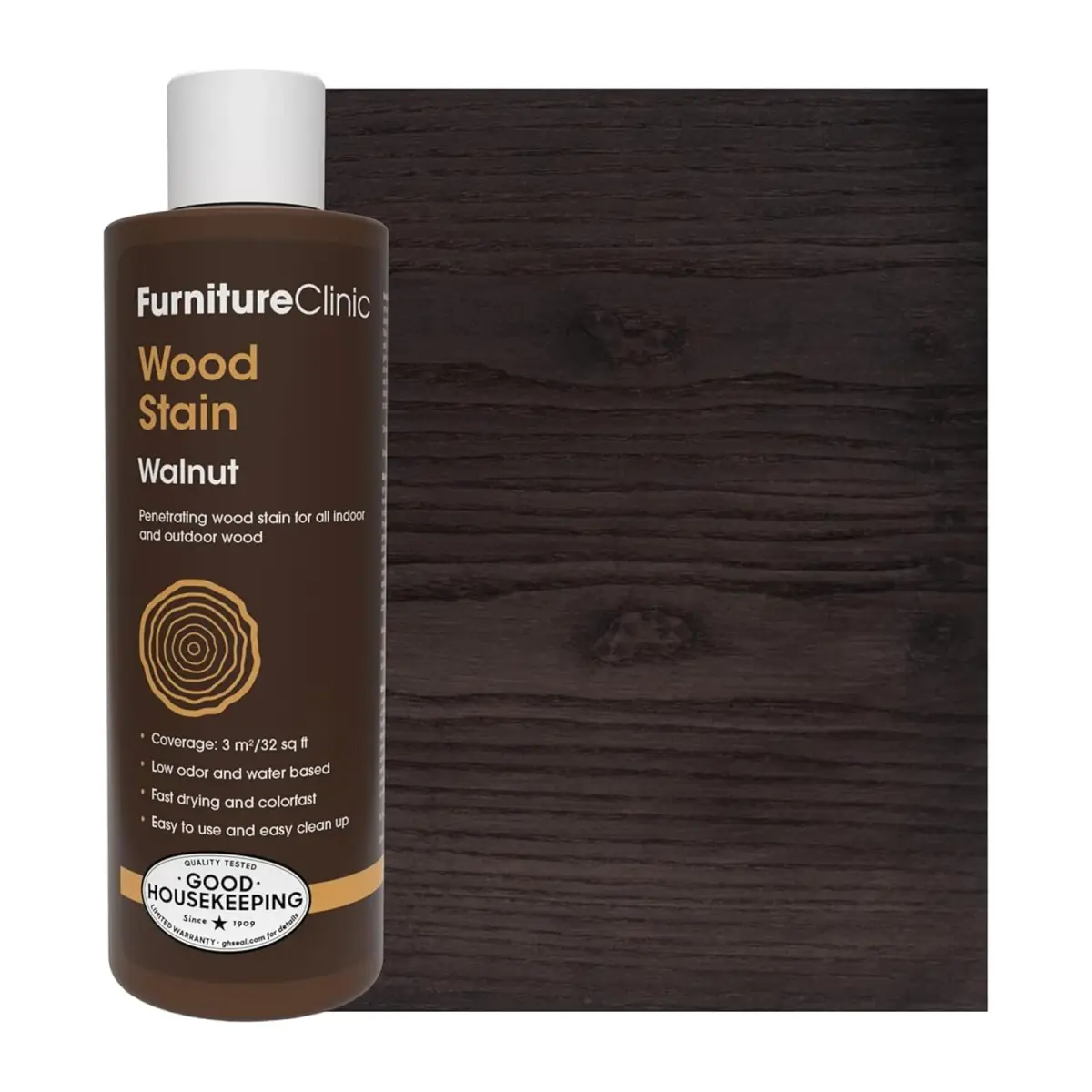 Furniture Clinic Walnut Wood Stain 250ml (8.5 Fl Oz) | Water Based, Fast Drying, Low Odor - main product image