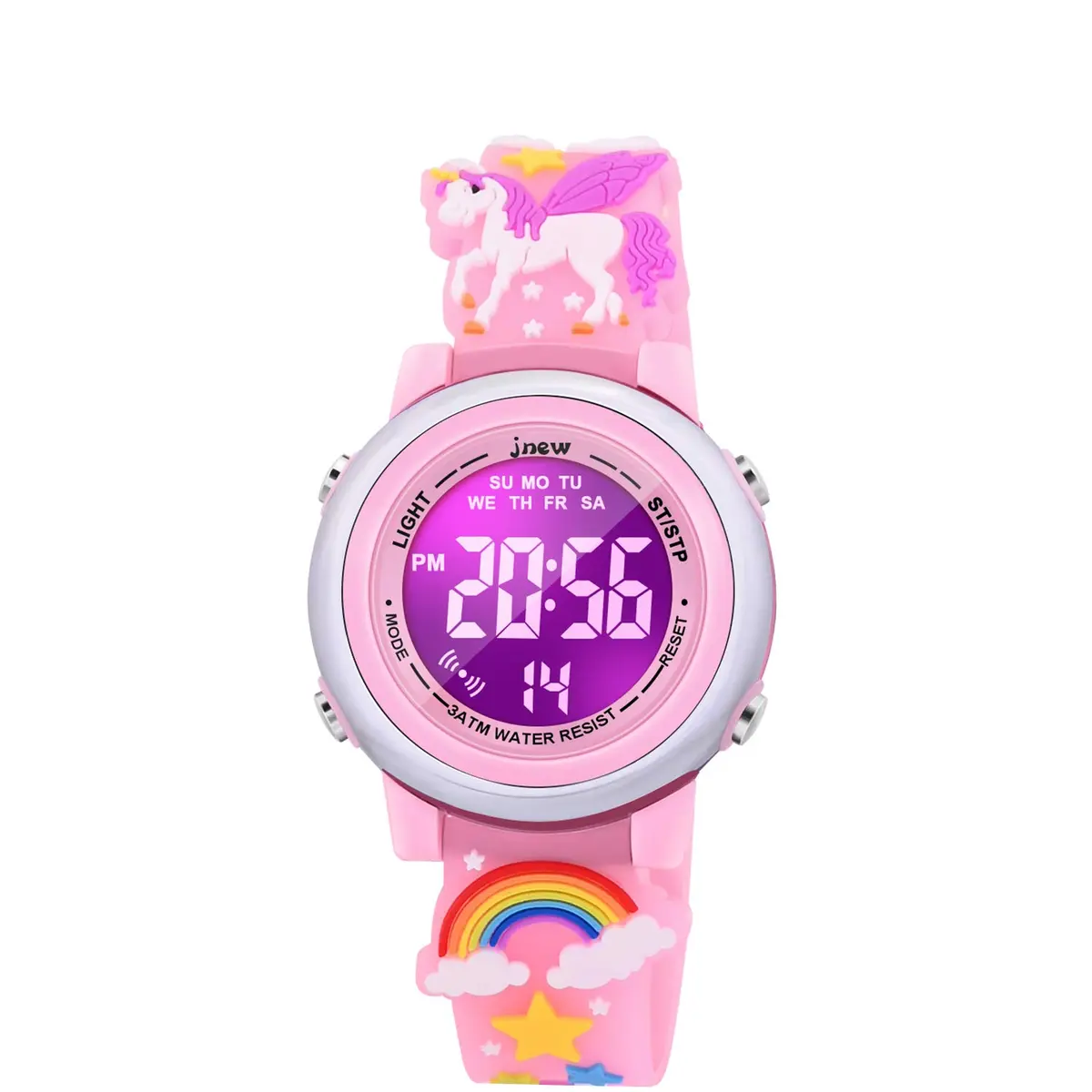 VAPCUFF Unicorn Kids Watch for Girls Ages 3-12, Pink Silicone Strap | Fun Cartoon Analog-Digital Watch with LED Light - main product image