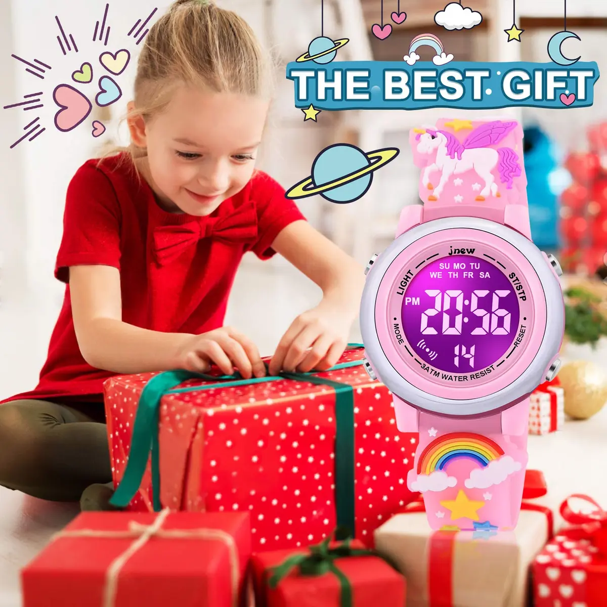 VAPCUFF Unicorn Kids Watch for Girls Ages 3-12, Pink Silicone Strap | Fun Cartoon Analog-Digital Watch with LED Light - view 6