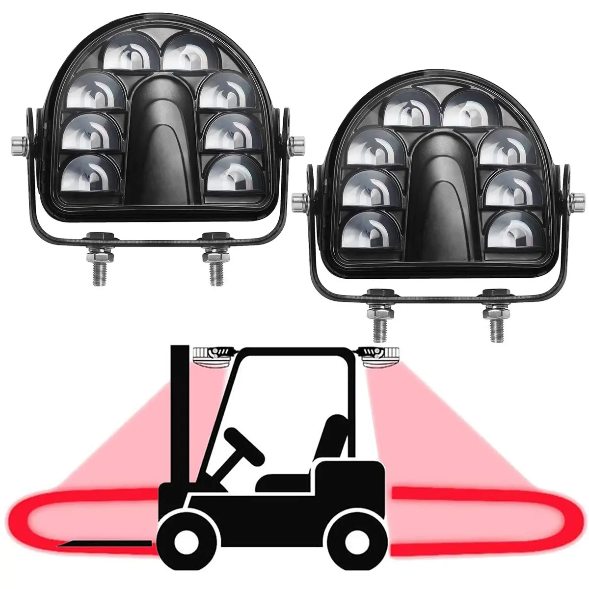 ONERAY LED Forklift Safety Light Red Arc Warning 20W 2-Pack | DC10-80V Wide Voltage - main product image