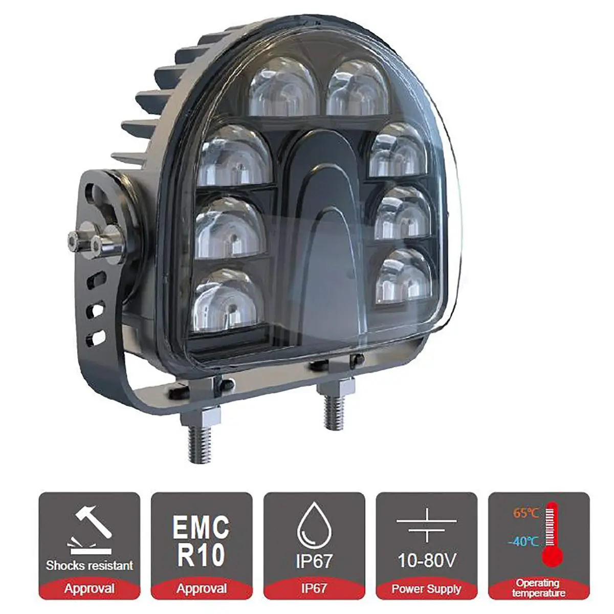 ONERAY LED Forklift Safety Light Red Arc Warning 20W 2-Pack | DC10-80V Wide Voltage - view 2