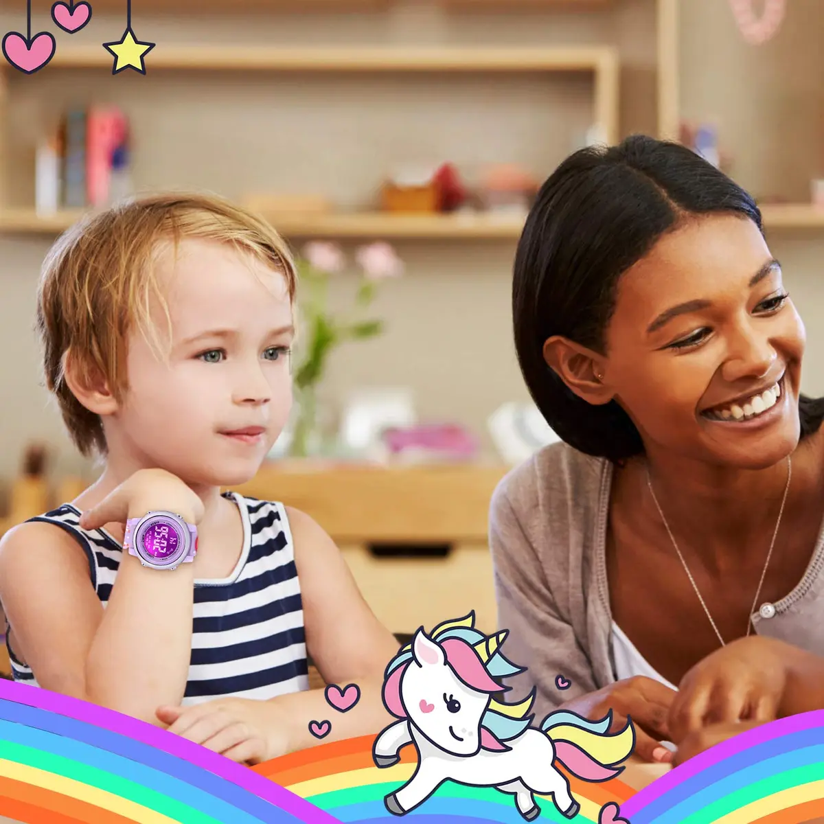 VAPCUFF Unicorn Purple Kids Watch for Girls Age 3-12 | Digital Time Teacher with LED Light & 30M Water Resistance - view 7
