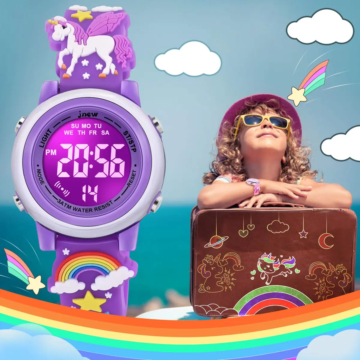 VAPCUFF Unicorn Watch for Girls Age 3-12 | 30M Waterproof Digital Toy Watch with LED Light - view 5