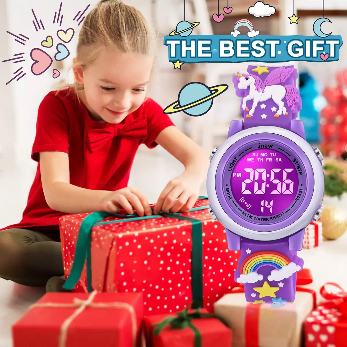 VAPCUFF Unicorn Watch for Girls Age 3-12 | 30M Waterproof Digital Toy Watch with LED Light - view 6