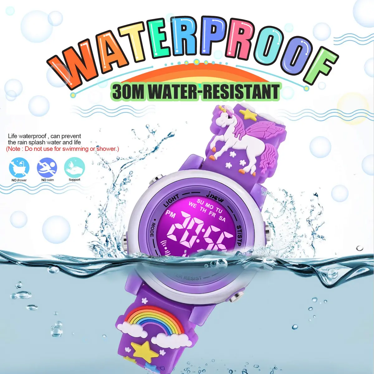 VAPCUFF Unicorn Watch for Girls Age 3-12 | 30M Waterproof Digital Toy Watch with LED Light - view 4