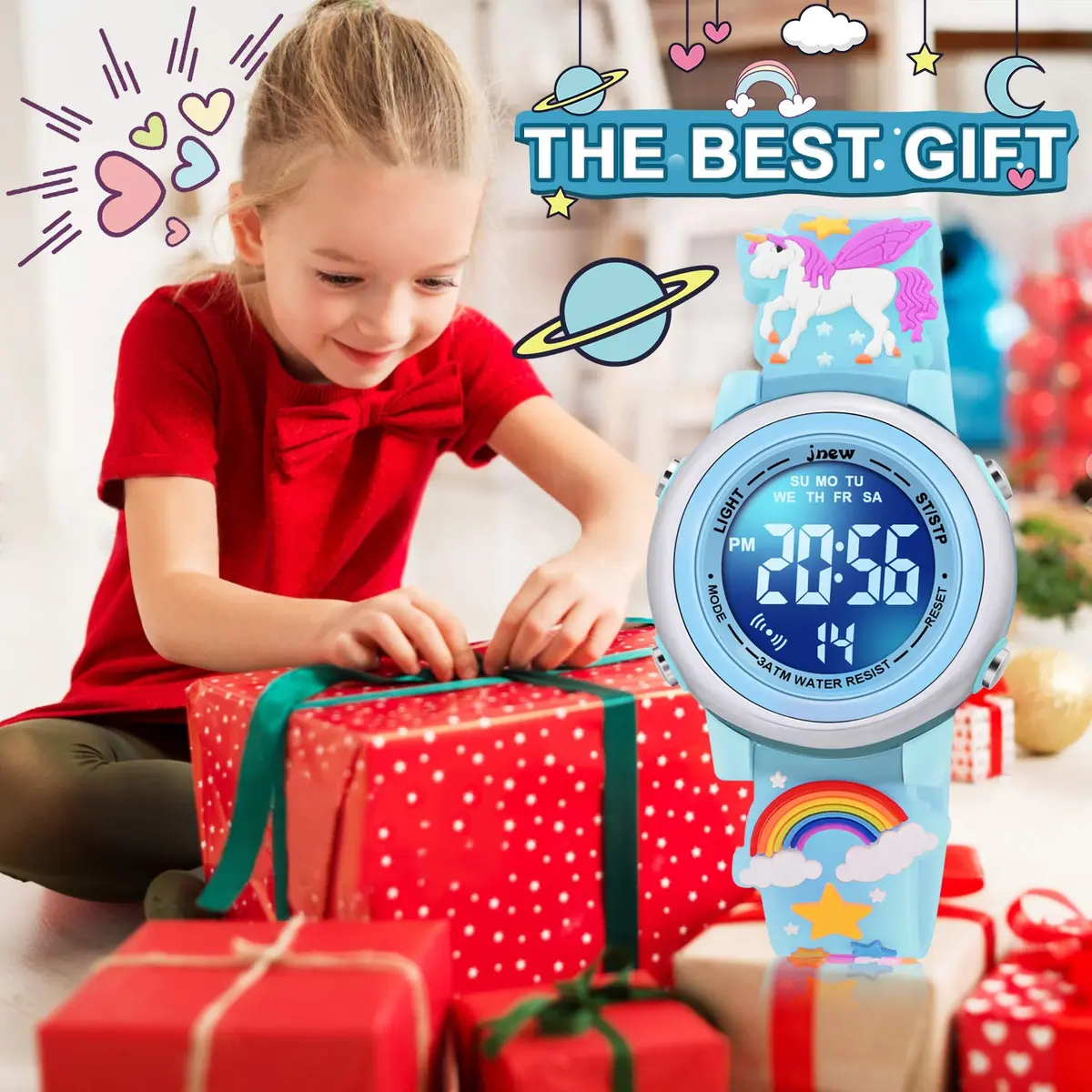VAPCUFF Unicorn Watch for Girls 3-12 Years, Blue Silicone Strap | Digital LED Light-Up Toy Watch - view 6