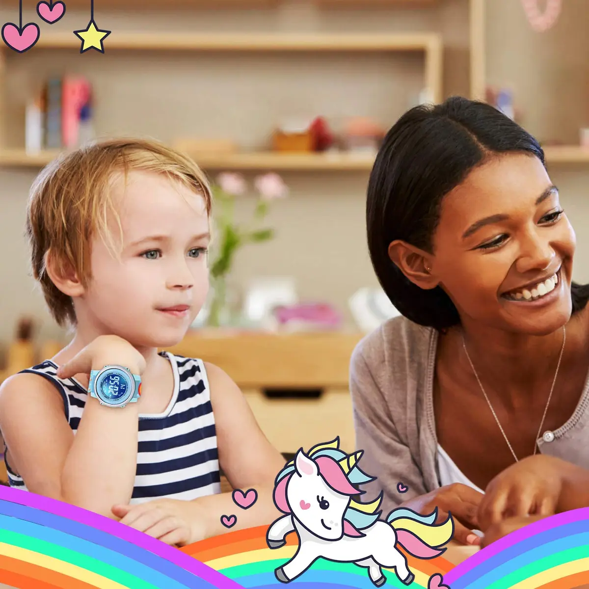 VAPCUFF Unicorn Watch for Girls 3-12 Years, Blue Silicone Strap | Digital LED Light-Up Toy Watch - view 7