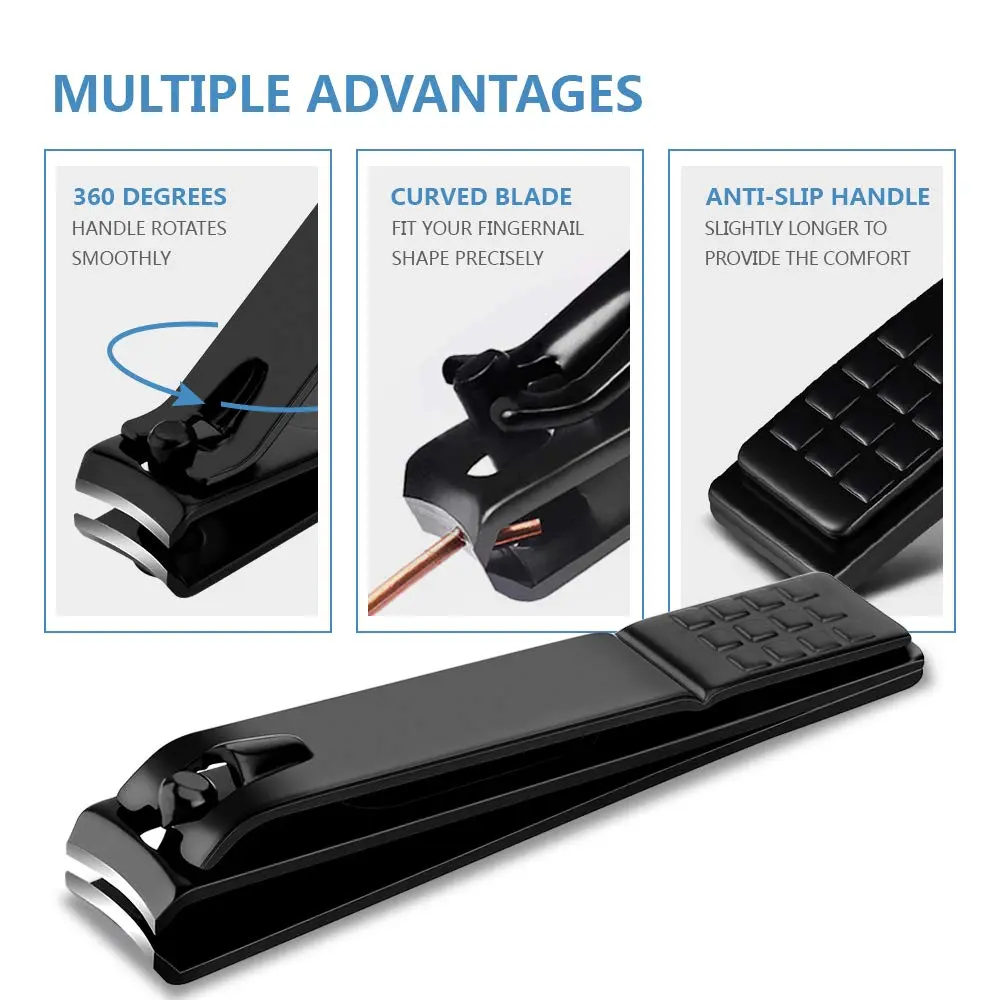 Adulahi Nail Clippers Set 3PCS | Stainless Steel, Curved Blades, Leather Case - view 3