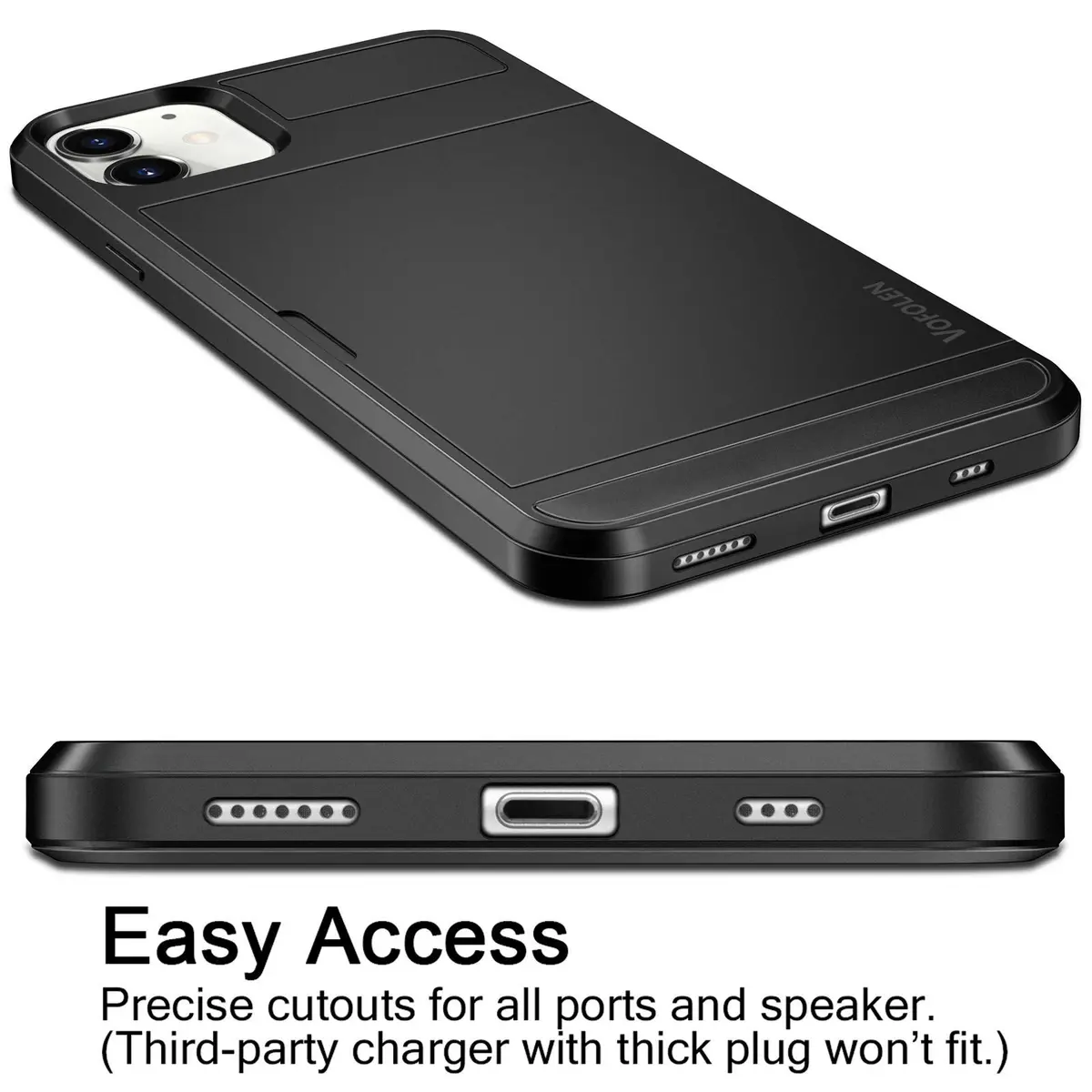 Vofolen Black Wallet Case for iPhone 12 Mini (5.4 Inch) | Hidden Card Holder & Shockproof Protection - view 5