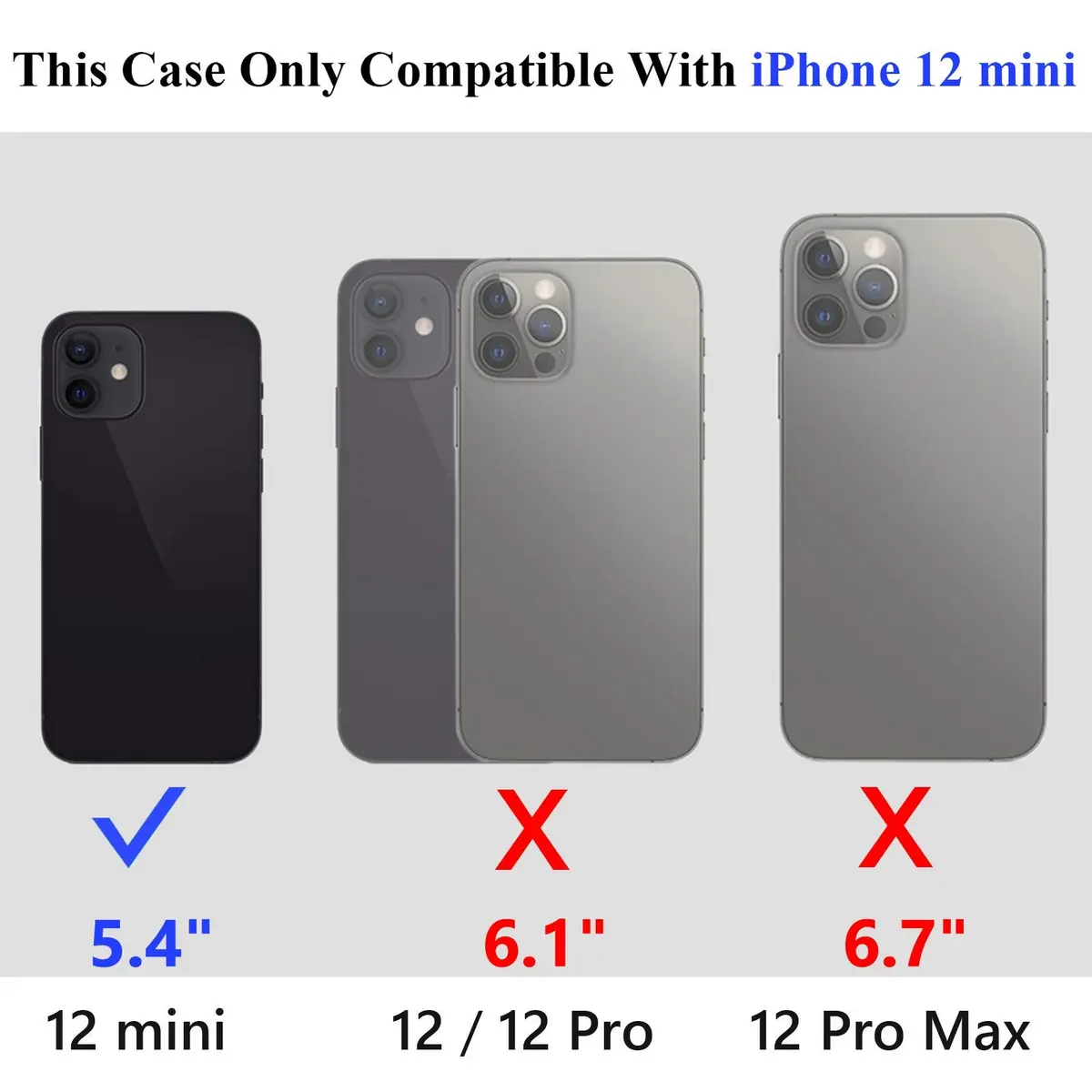 Vofolen Black Wallet Case for iPhone 12 Mini (5.4 Inch) | Hidden Card Holder & Shockproof Protection - view 7