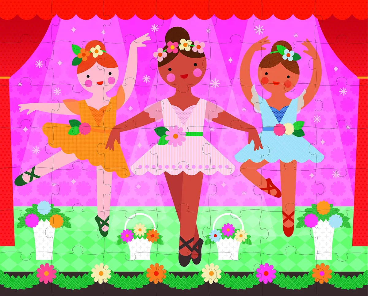 Petit Collage Jigsaw Puz 2 Sided Ballerina | Double-Sided 100-Piece Puzzle for Kids 4+ - view 2