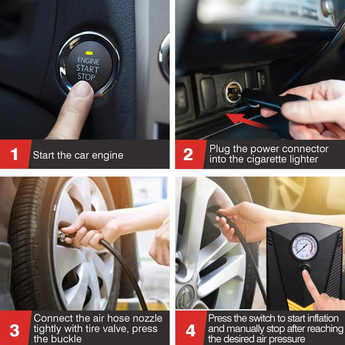 Vetoos Car Emergency Roadside Kit with Jumper Cables | Portable Air Compressor & Safety Tools - view 4