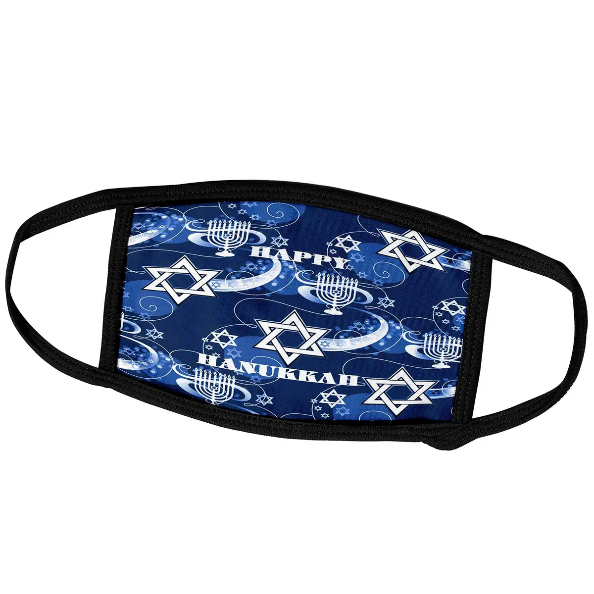3dRose Happy Chanukah with Menorah n Star of David Face Mask, 7.25 x 4.7-inch | Custom Printed, Reusable & Breathable - main product image