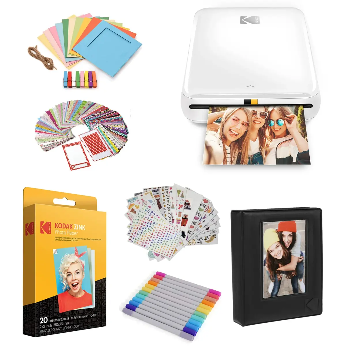 KODAK Step Wireless Mobile Photo Printer White Gift Bundle | Prints 2x3" Photos Instantly - main product image