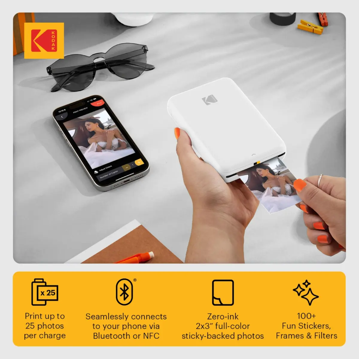 KODAK Step Wireless Mobile Photo Printer White Gift Bundle | Prints 2x3" Photos Instantly - view 3